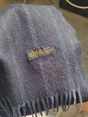 100% Cashmere Navy Pinstripe Scarf